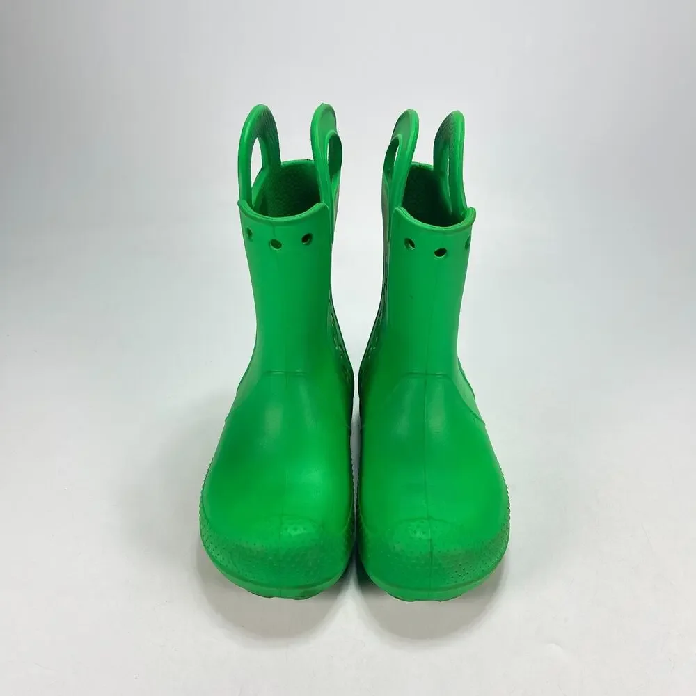 Crocs Handle It Green Lightweight Mud Puddle Waterproof Rain Boots Youth Size 13